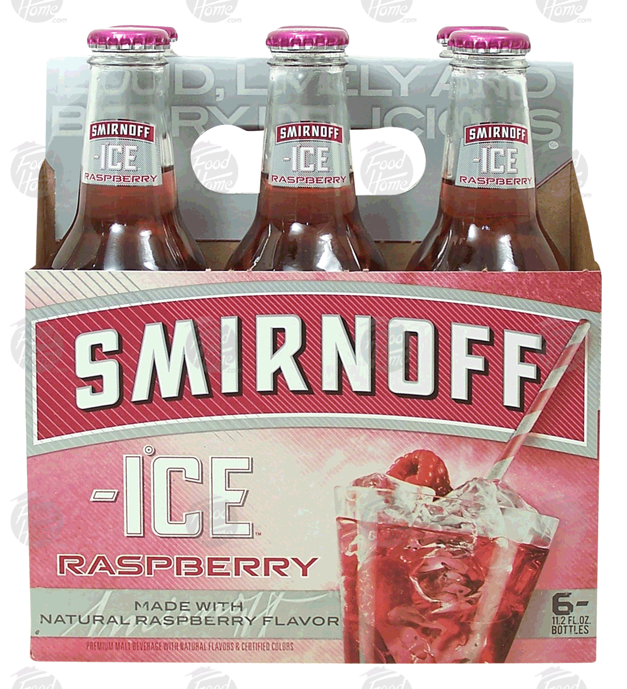 Smirnoff Twisted V Raspberry premium malt beverage, 5% alc/vol, 6 12-ounce glass bottles Full-Size Picture